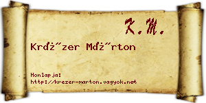 Krézer Márton névjegykártya